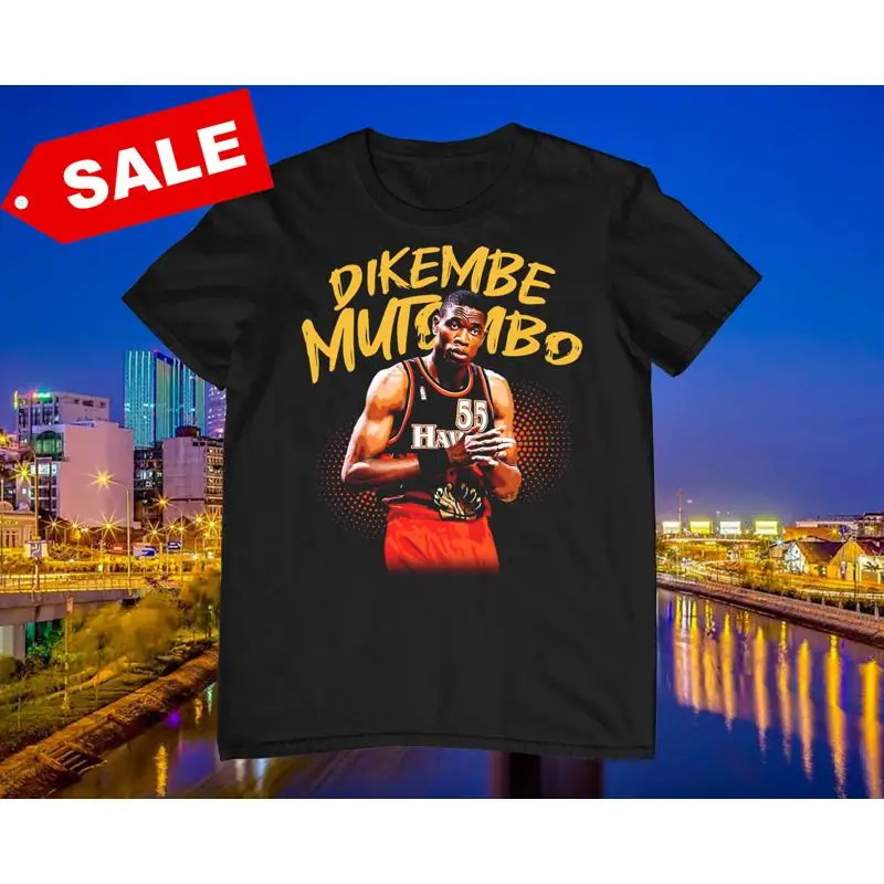

Dikembe Mutombo Star Тяжелая хлопковая черная футболка для мужчин в полный размер MM838