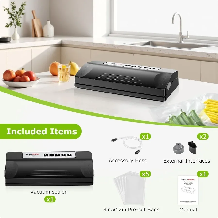 Seladora a vácuo hine para alimentos multifuncional, modo de operação automática, design compacto de grau comercial com 5 vácuo
