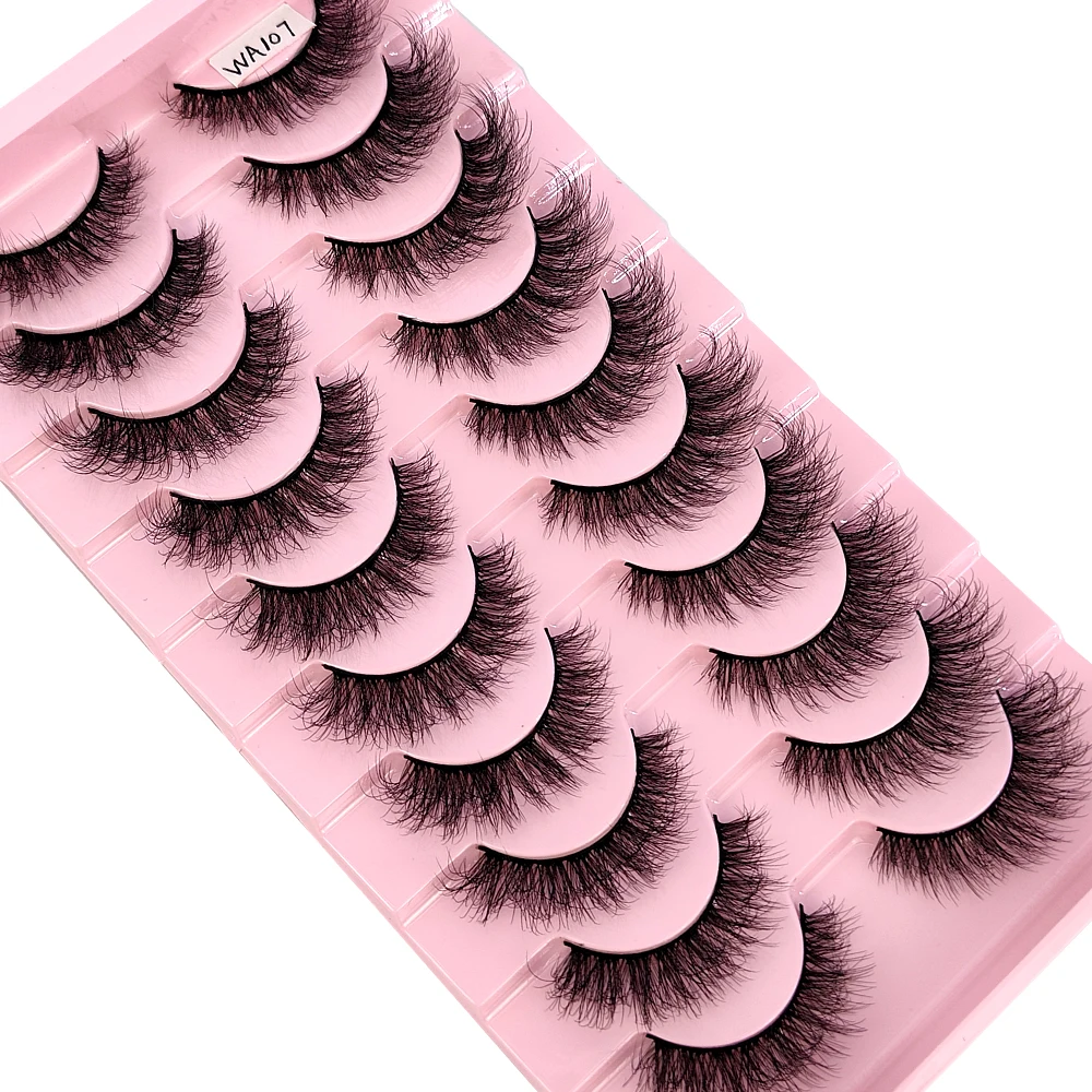 New 10Pairs 3D Faux Mink Hair False Eyelashes Natural Messy Eyelash Crisscross Wispy Fluffy Lashes Extension Big Eye Fake Lashes