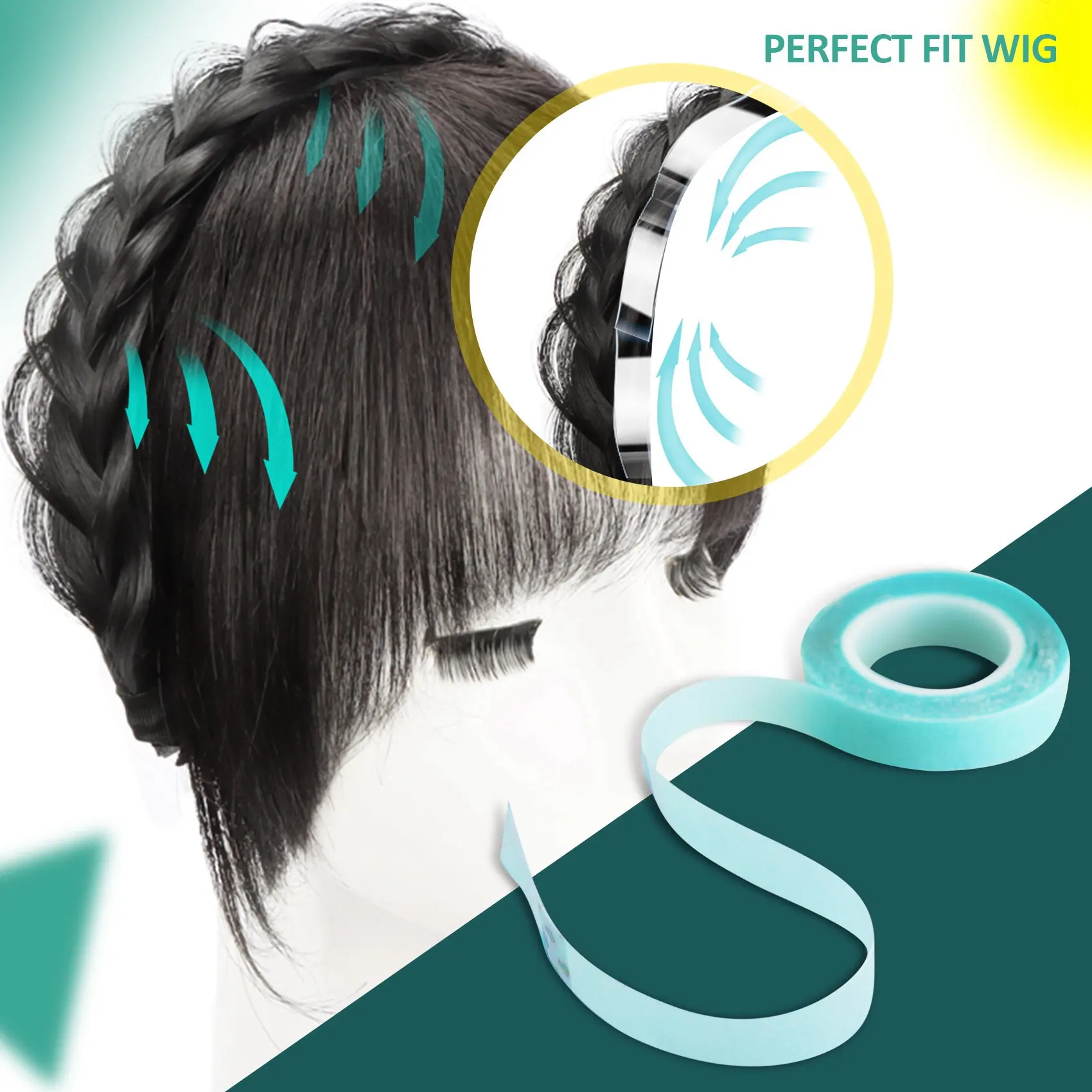 AT77 Cinta adhesiva fuerte de doble cara para todas las extensiones de cabello con cinta, 3 METROS 1 rollo