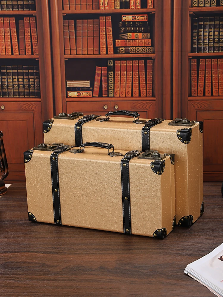 

Vintage Suitcases Wooden Hand-Held Storage Suitcase,Clothing Sorting Box,Showcase Display,Woven Props Boxs Decoration