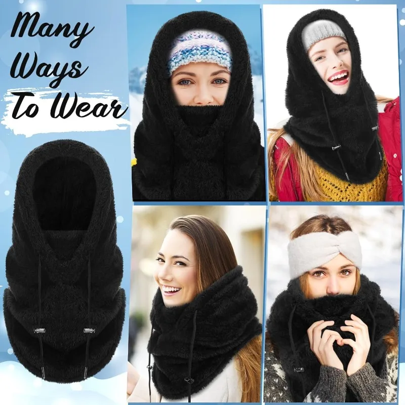 Unisex Winter Hals Warm Mütze Schal Fleece Sturmhaube Kapuze Halswärmer Wolle Wanderschal Kapuzenabdeckung Outdoor-Ausrüstung