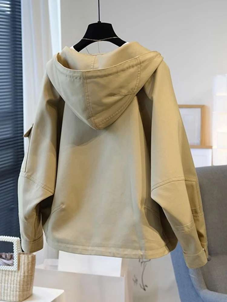 فضفاض كسول Sle هوديي Jaet الخريف الشتاء وصول جديد Ele الراقية ort Sve طويل Sve قمة المرأة Faion