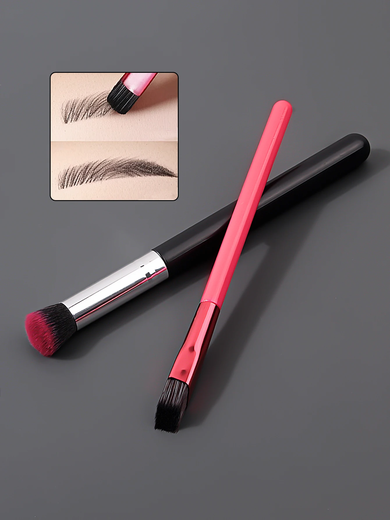 Ensemble de pinceaux de maquillage 2 pièces, pinceau anti-cernes 270, pinceau de fond de teint, pinceau à blush, outil de maquillage multifonctionnel + pinceau à sourcils coudé