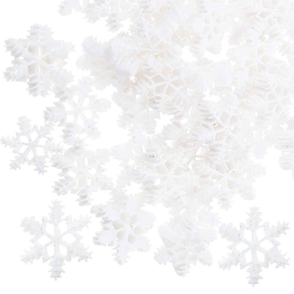 

100pcs Snowflake Accessories Christmas Tree Ornaments Xmas Decorations White Diy Accessory Festival Crafts