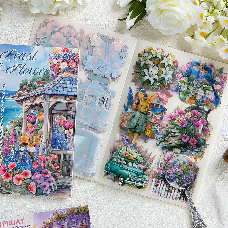 Mr. Paper, 20 Sheets/book, Dual Material Sticker Book, Large-sized Sticker Decoration Scrapbook, Phone Case, Photo Frame, Diary