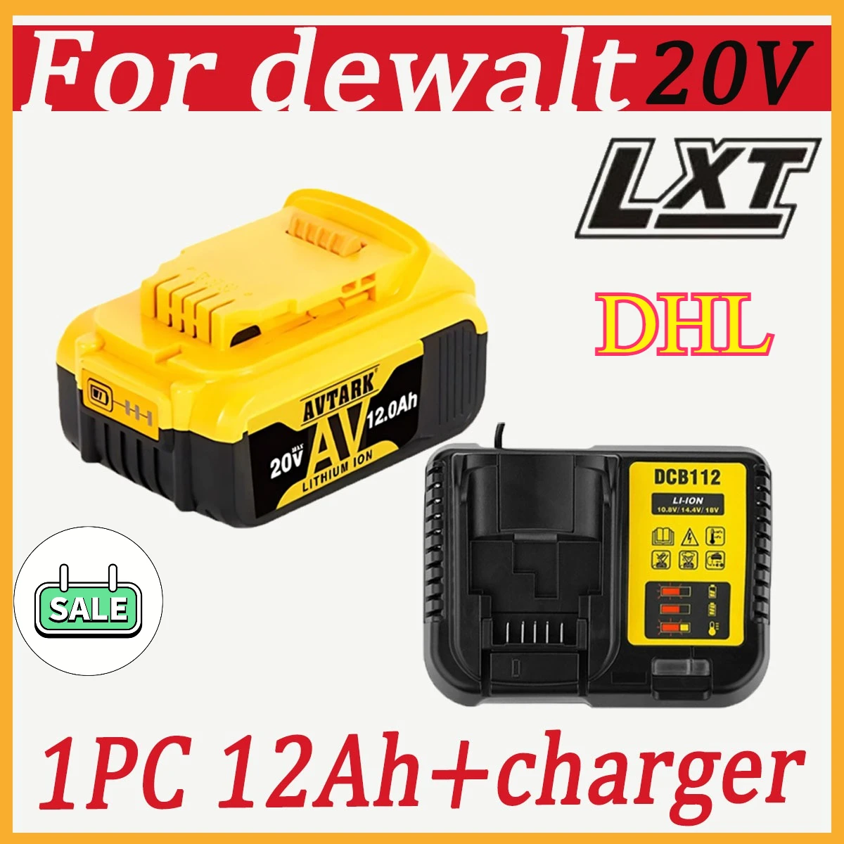 

12000MAH For Dewalt DCB200 Replacement Battery Compatible For Dewalt 20V Tools DCB120 DCB182 DCB200 DCB609 Battery