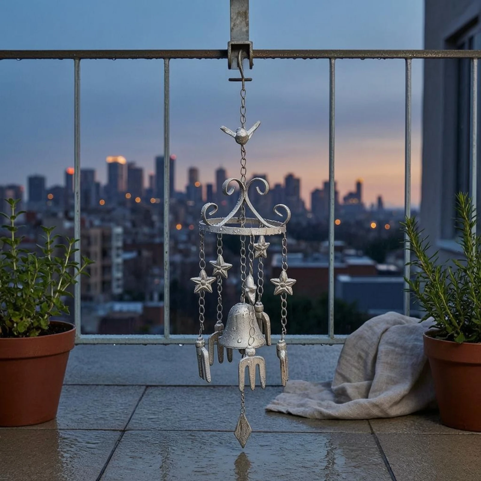 

Cast Iron Wind Chime Antique Style Bronze Wind Chime Hanging Bell Ornament Teardrop Weight Outdoor Decor Soothing Sound