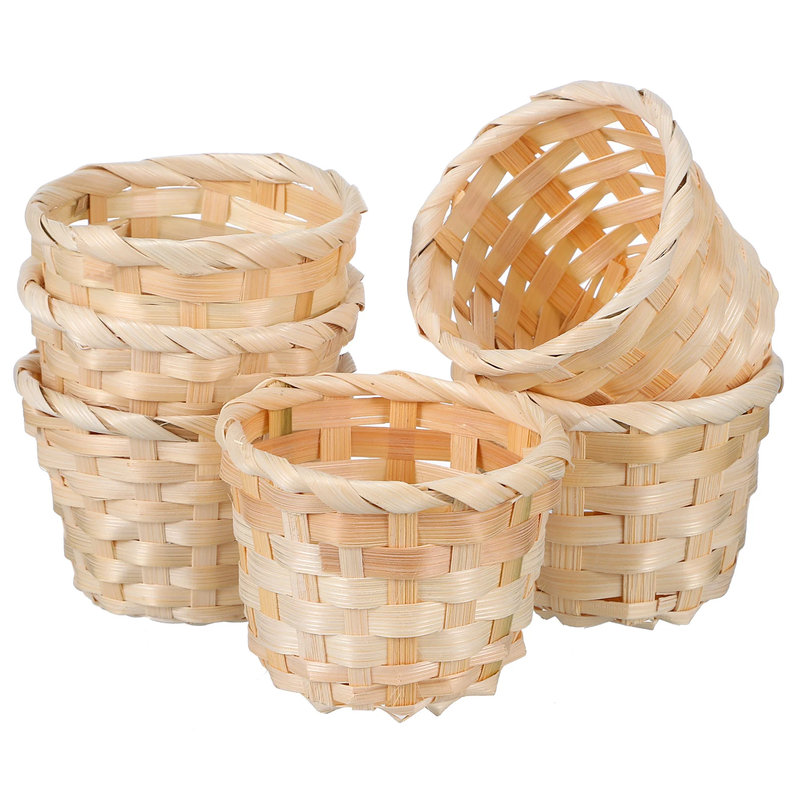 6 Pcs Woven Basket Storage Sundries Organizer Hand-made Laundry Decorative House Household Small Desktop