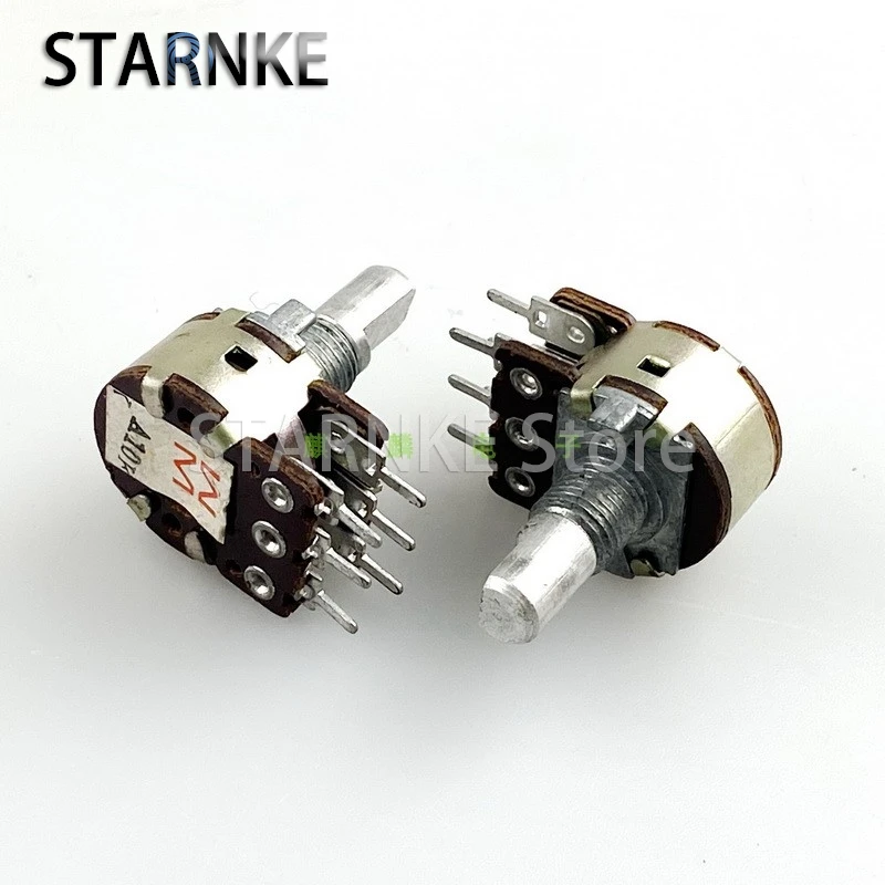 2PCS RK16 Type Double Potentiometer A10K Power Amplifier Audio Speaker Volume Adjustment Carbon Film Shaft Length 15mm