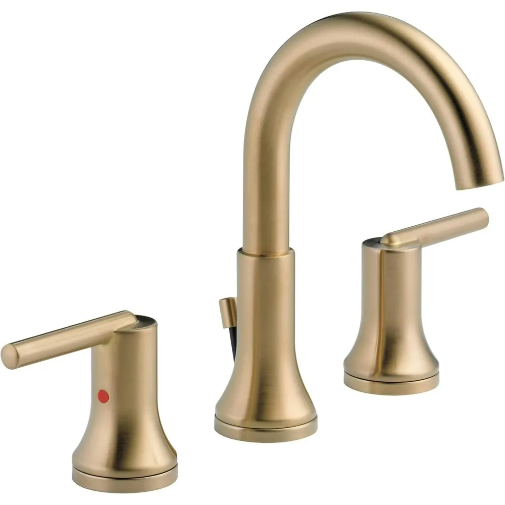 Faucet  Widespread Bathroom Faucet 3 Hole, Gold Bathroom Faucet, Diamond Seal Technology, Metal Drain Assembly,  Bathroom Faucet