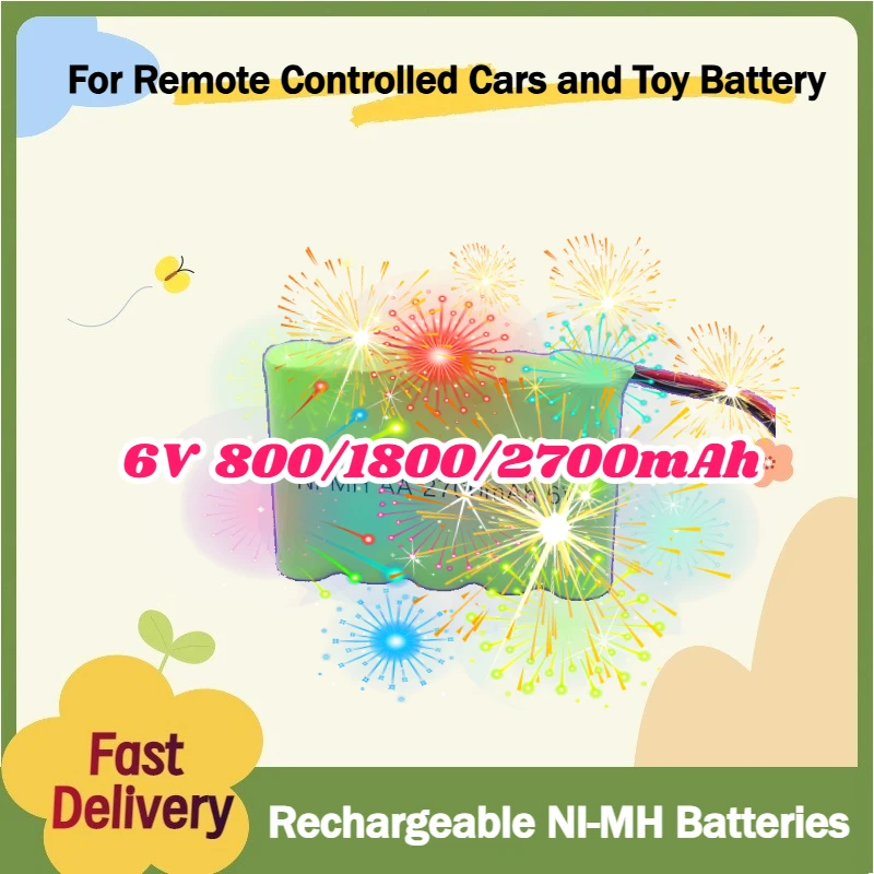 

For Remote Controlled Cars and Toy Battery with JST SM Plug AA 6V 800/1800/2700mAh Rechargeable NI-MH Batteries Pack