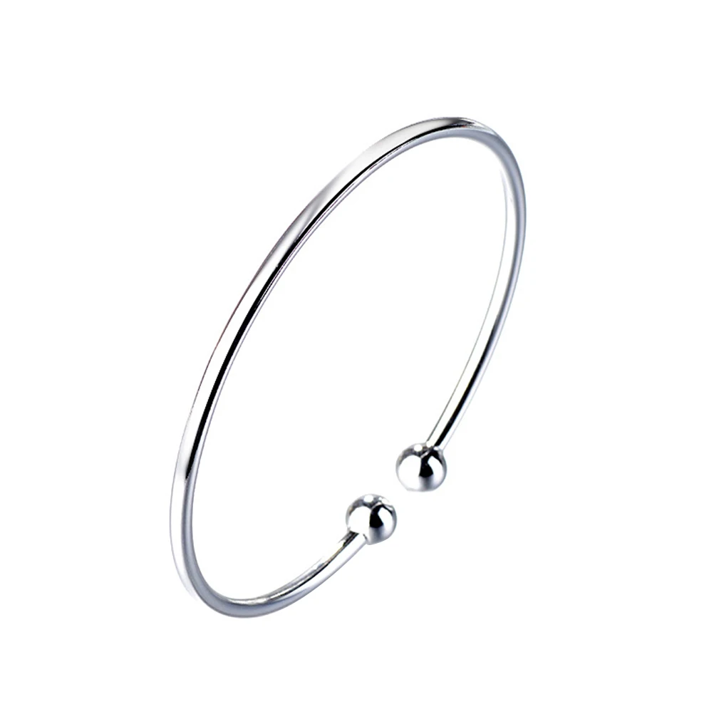 

12 Pcs Silver Bangle Double Bead Bracelet Simple and Versatile Plated with Garlic