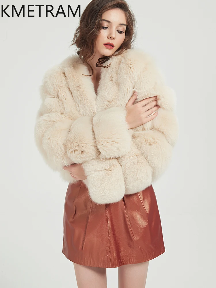 KMETRAM 100% Natural Fox Fur Jacket High Quality Warmth Short Real Fur Coat Women New Winter Clothes 2025 пуховик женский зимний