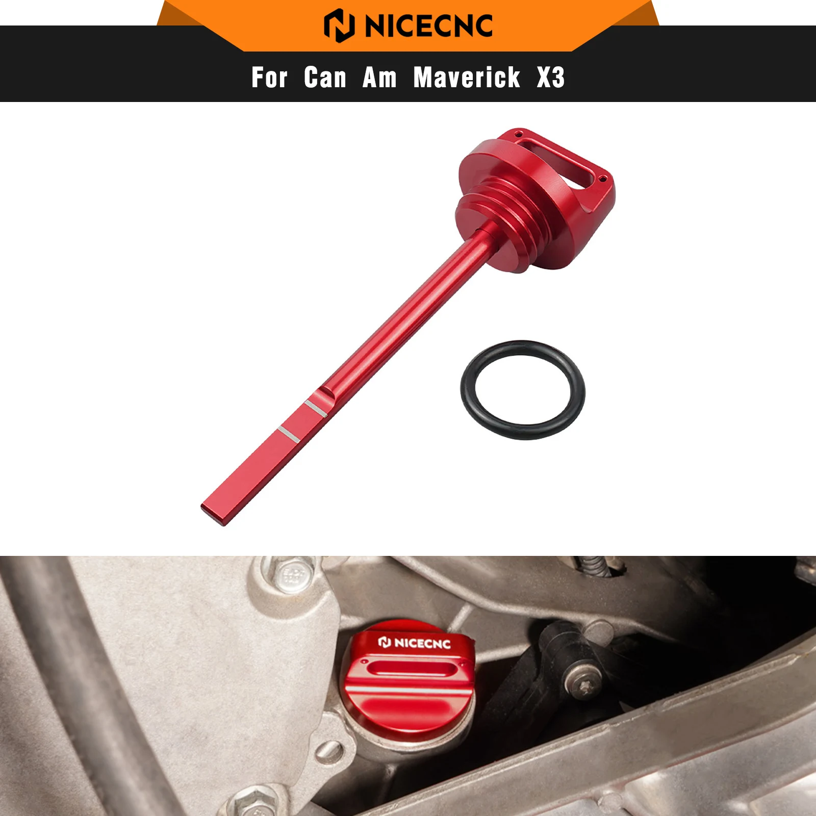 

NiceCNC UTV Oil Dipstick With O-ring For Can-Am Maverick X3 Max R RR 4x4 XDS DS XMR XRS Turbo DPS UTV Accessories Aluminum Alloy