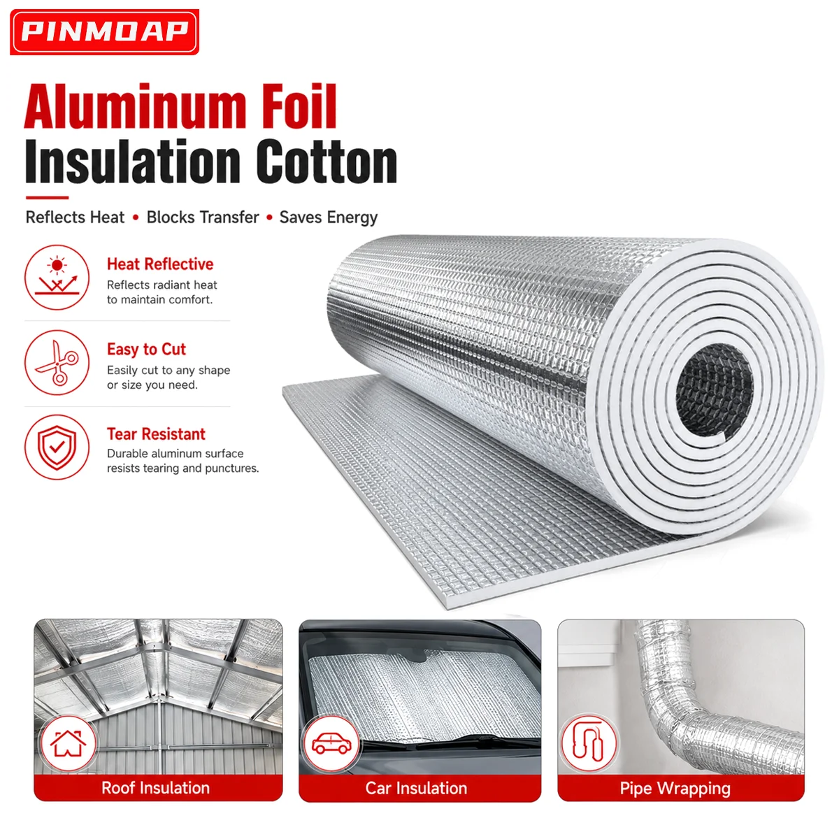 Car Heat Insulation Mat Aluminum Foil Reflective Thermal Barrier Foam Heat Shield For Roof Hood Door Floor Trunk Interior Liners