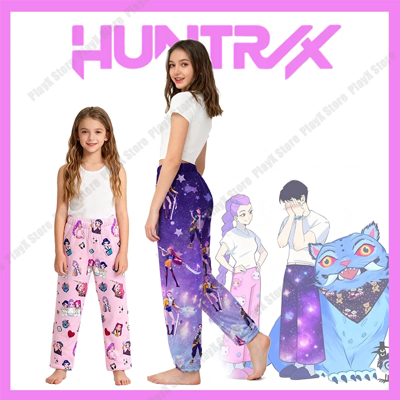 

K-Pop: Demon Hunters, модные фланелевые брюки из полиэстера Y2k, милые брюки с принтом для девочек, свободный стиль, для взрослых и детей, оптовая продажа