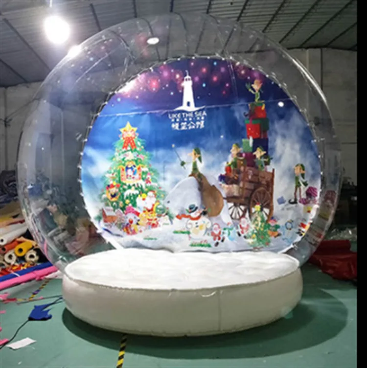 

Customized Background Picture Christmas Crystal Ball Snow Globe Photo Booth Inflatable Product For Christmas Decoration Globe