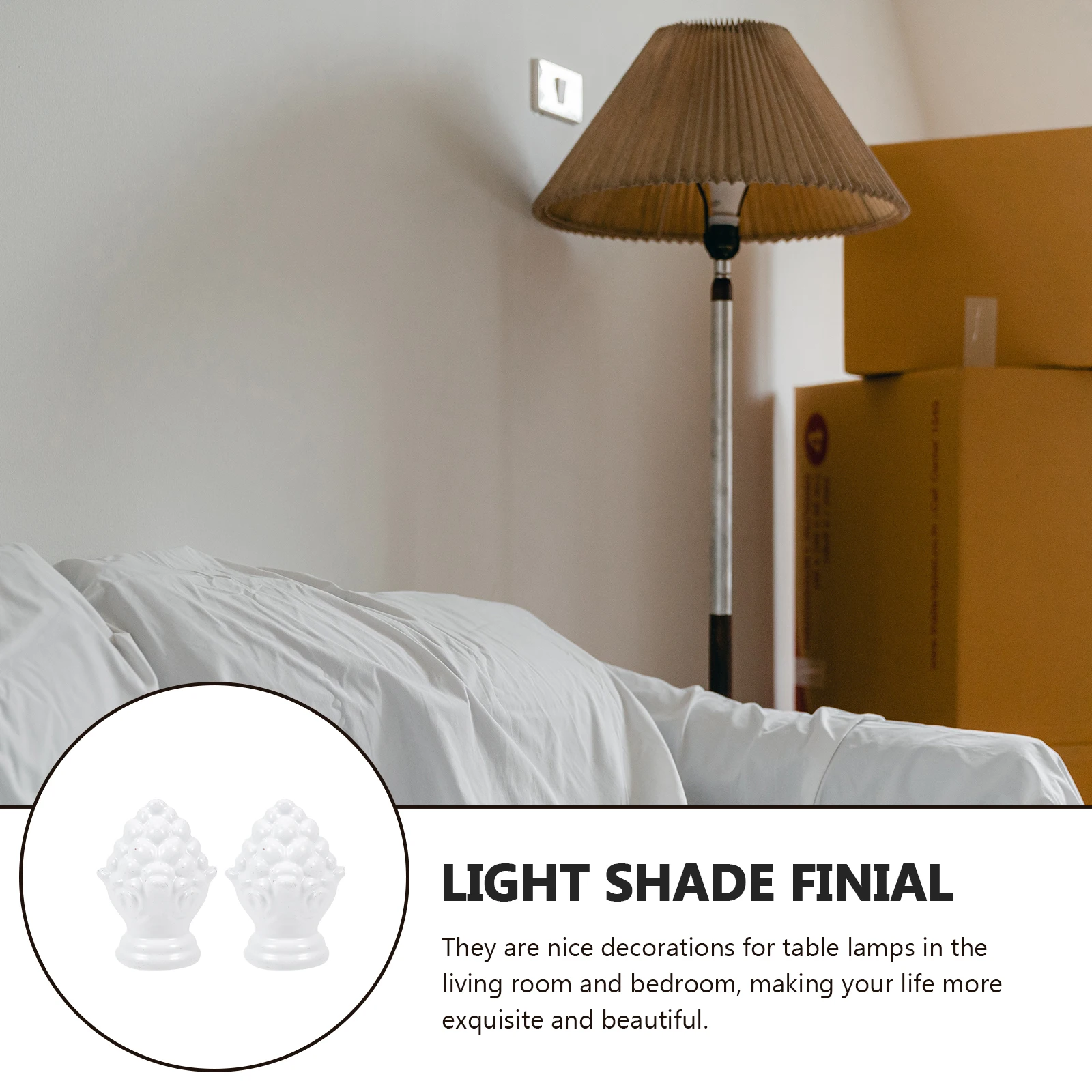 

2pcs Zinc Alloy Table Lamp Finial Horn Frame Decorative Head White Small Light Shade Finial Modern Bedroom Living Room Lampshade