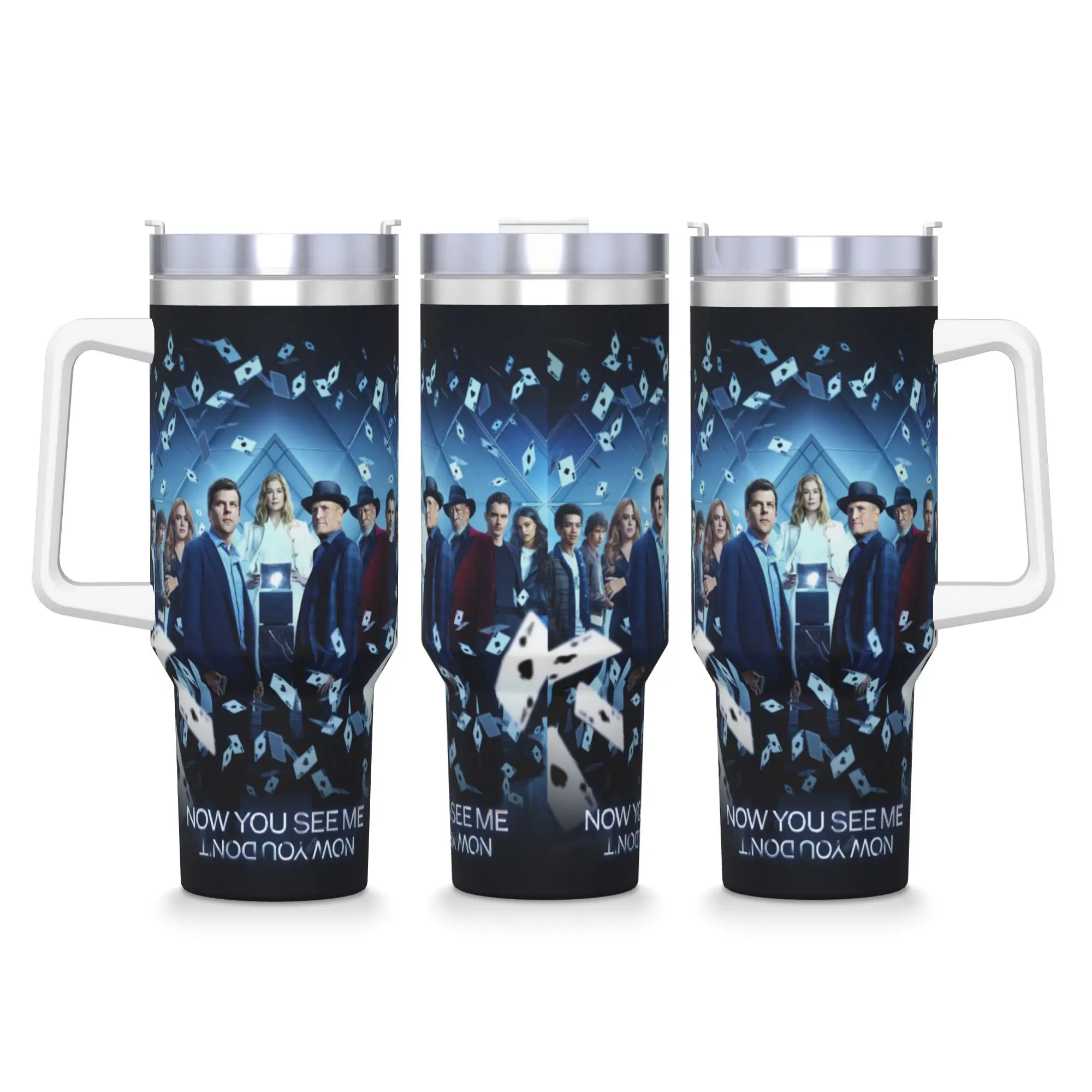 

Now You See Me Now You Don't Stuff Stainless Steel Tumbler Thermal Mug With Straws and Lid Large Capacity Car Mugs Water Bottle