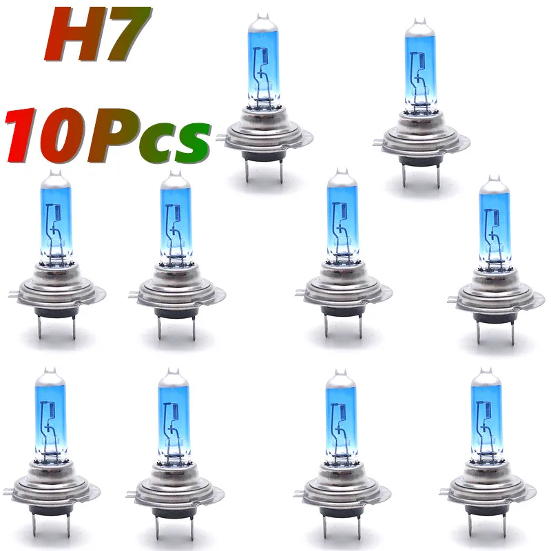 

10pcs H7 55W 12V Super White Halogen Bulb Power100W Car Headlights Lamp Car Light PX26d Fog Lights Bulb