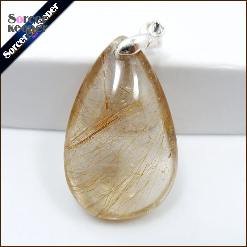 Natural Stone Fashion Ladies Rutilated Quartz Pendant Garden Crystal Quartz DIY Making Charm Necklace Jewelry Accessories OS494