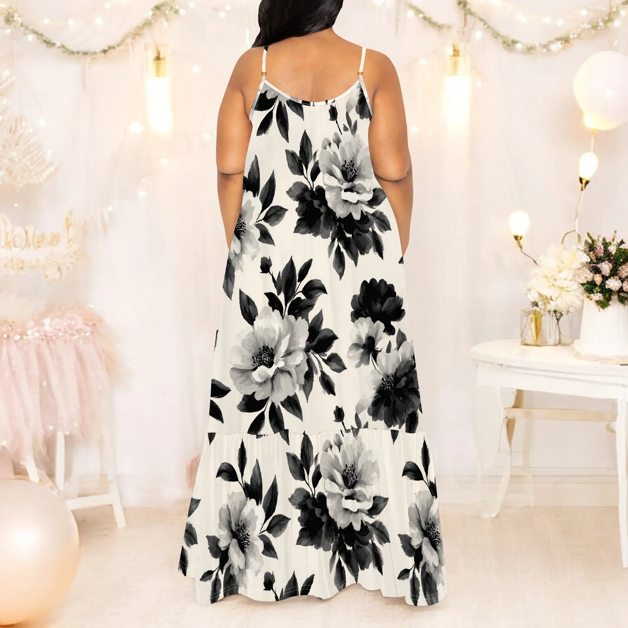ผู้หญิงฤดูร้อน Maxi ชุดเดรสลําลองชายหาดสปาเก็ตตี้ชุดยาว Sundresses