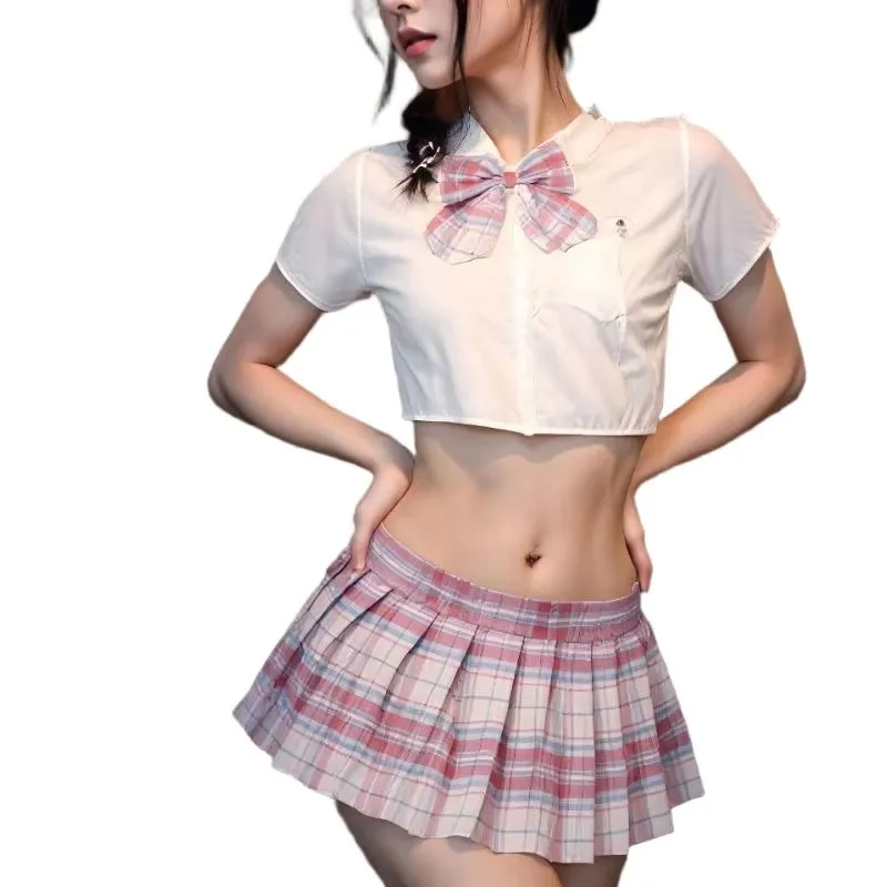 

Сексуальная униформа для флирта в кампусе JK, ролевые игры, чистое желание, искушение, облегающая складная юбка, эротическое нижнее белье