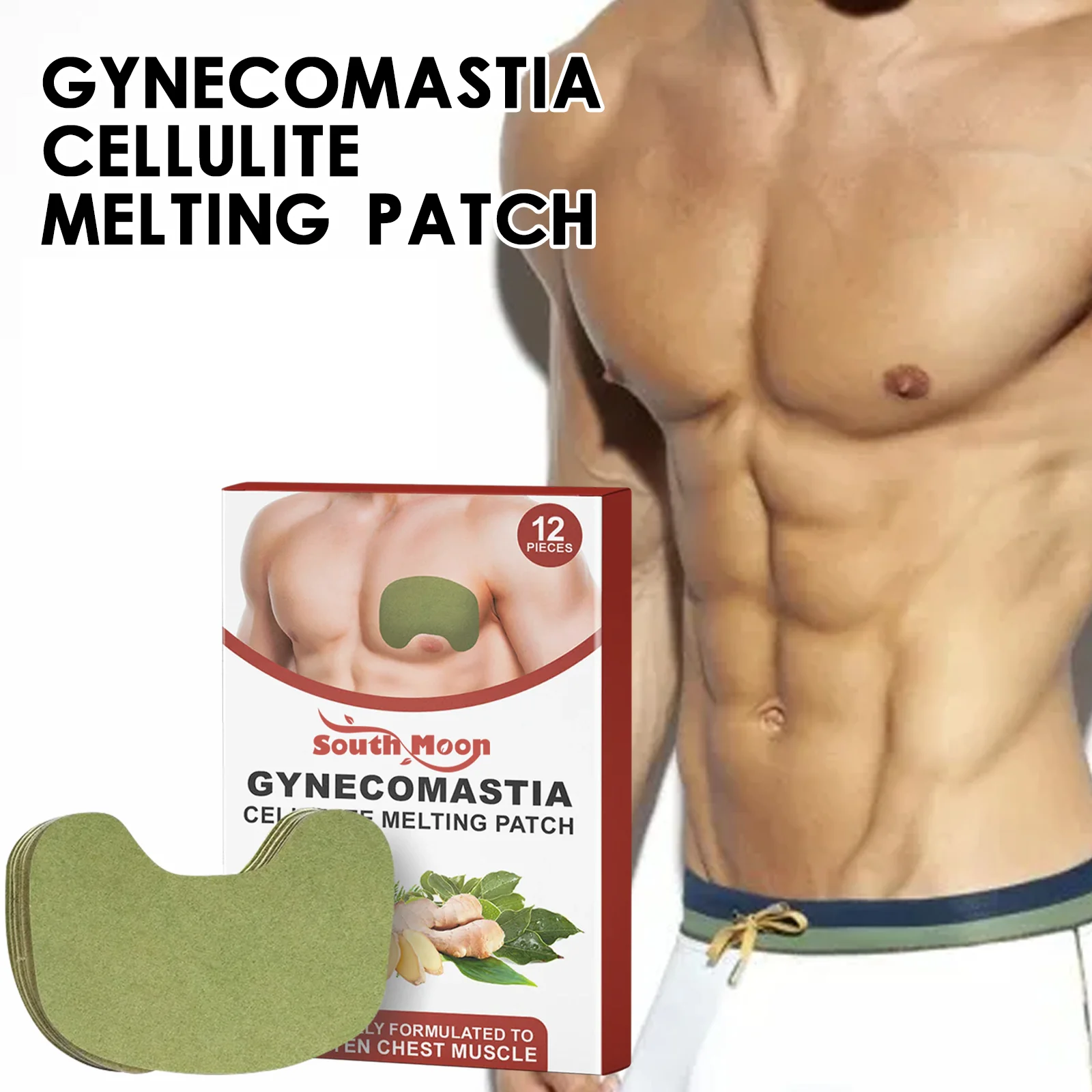 

Man Breast Reduction Patch Fat Burning Shrink Chest Body Shaping Strengthen Muscle Cellulite Removal Gynecomastia Firming Patch
