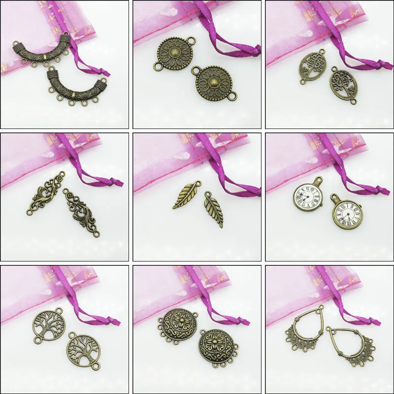 New Retro Watch Leaf Teardrop Wave Charms Antiqued Bronze Plated Pendants For Gifts Jewelry