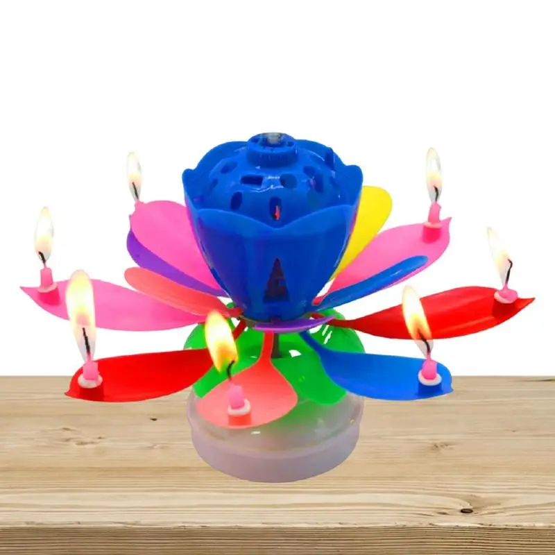 Musical Birthday Candle Creative Rotating Birthday Candle Cake Cupcake Candle LED Festive Electric Lotus Candles Flower Candle