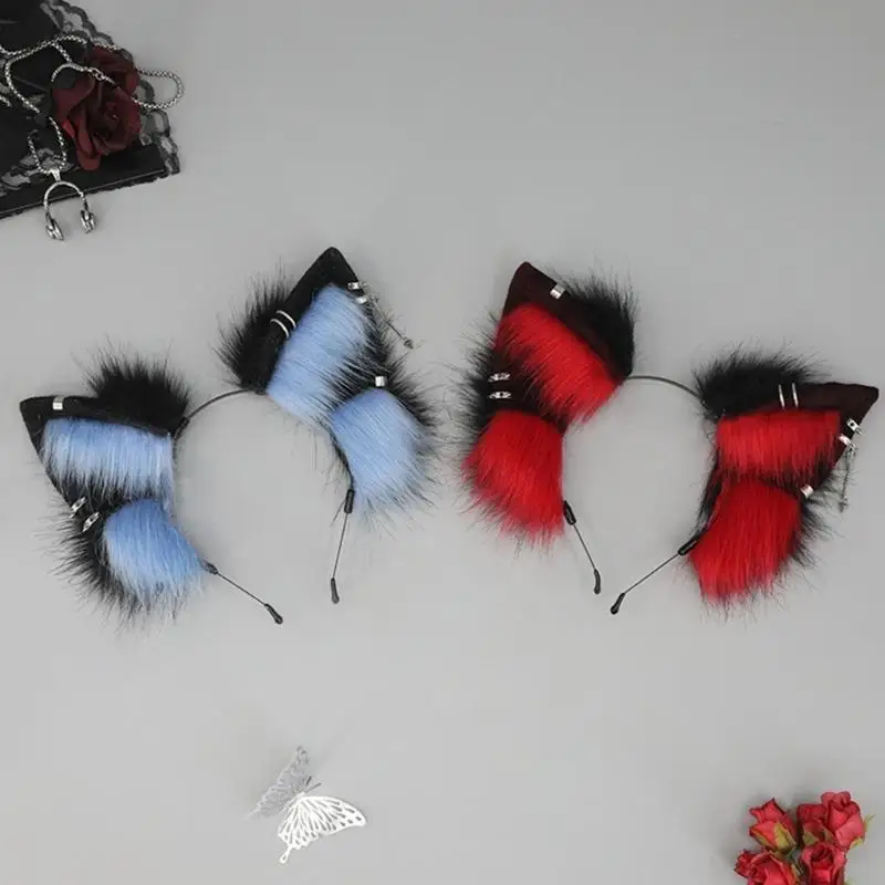 39BD Anime Cosplay Props Wolf Hair Hoop Furry Hair Styling for ComicCon