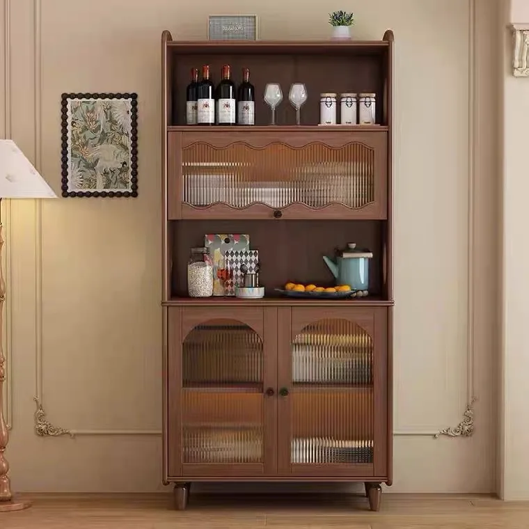 

Medieval style black all solid wood dining side cabinet against the wall High Wine cabinet Household