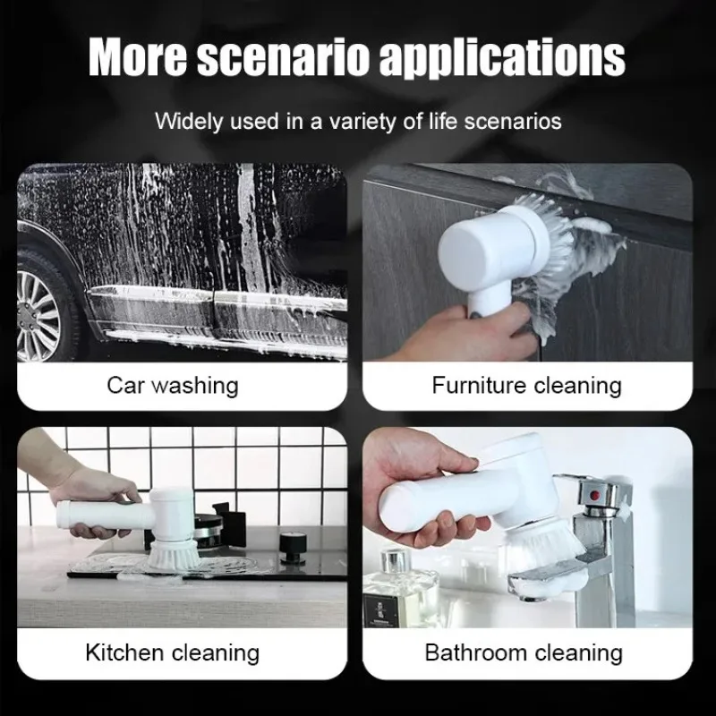 فرشاة تنظيف كهربائية متعددة الوظائف ، جهاز غسيل دوار ، أداة منزلية ، مطبخ وحمام ، 3 في 1
