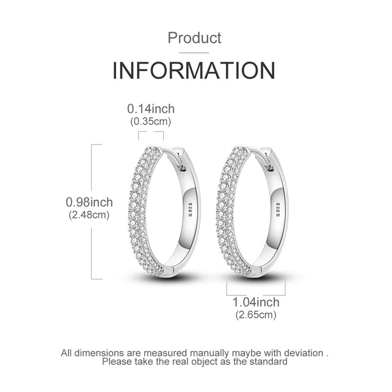 925 فضة أقراط النساء ضعف الجانب تمهيد الأبيض زركونيا كبير هوب القرط لهدايا مجوهرات الزفاف الذكرى