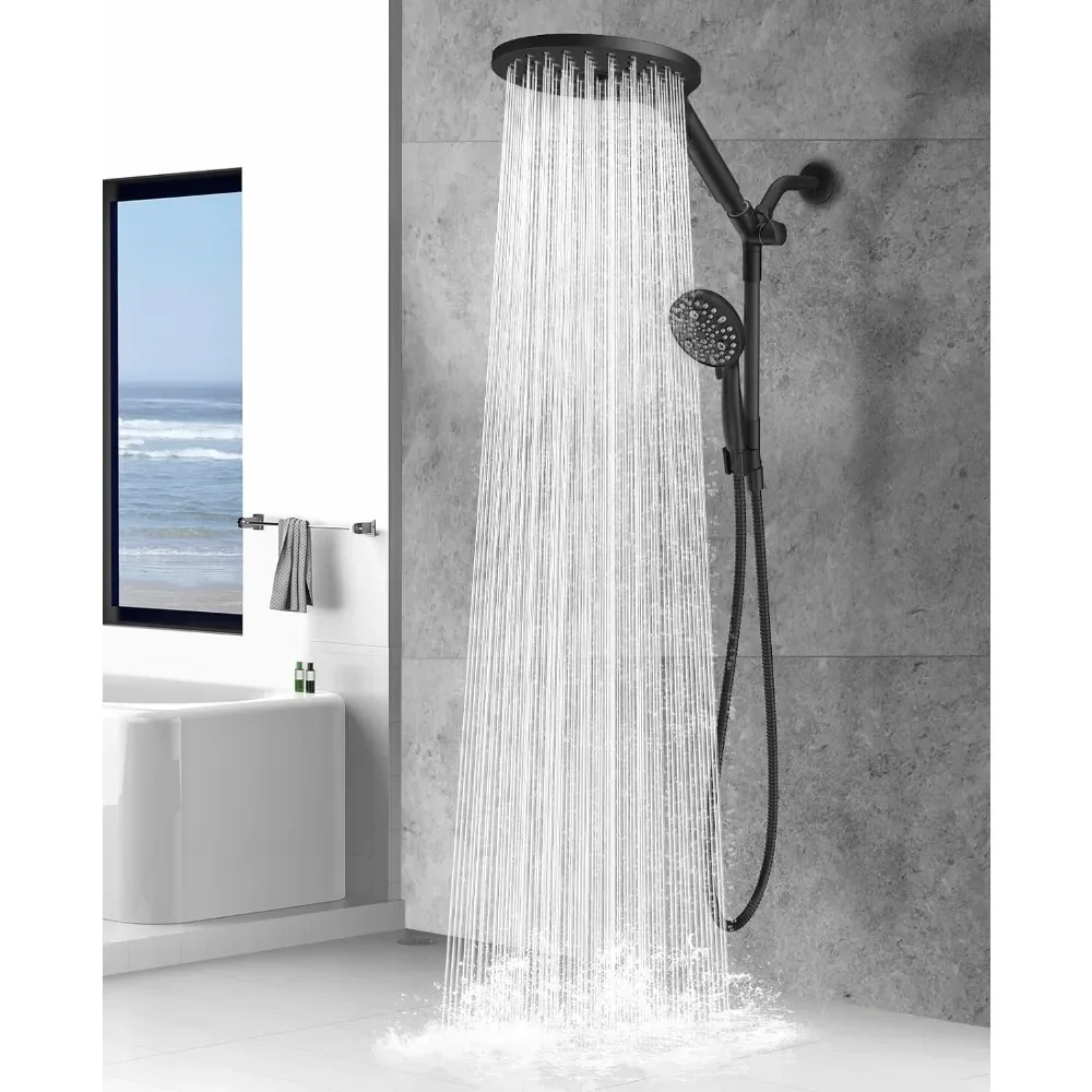 21-Mode Dual Shower Head Combo, 2-in-1 Shower System, 8 Inch Rainfall Shower Head & 10 Modes High Pressure Hand Held Showerhead