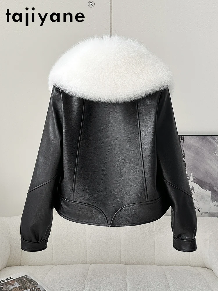 TAJIYANE Giacca in vera pelle di pecora da donna Piumino d'anatra bianco imbottito in pelliccia di volpe Cappotto caldo Abbigliamento invernale da donna 2025 3)