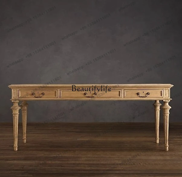 

Письменный стол X4 из массива французского американского дуба, состаренный белый цвет