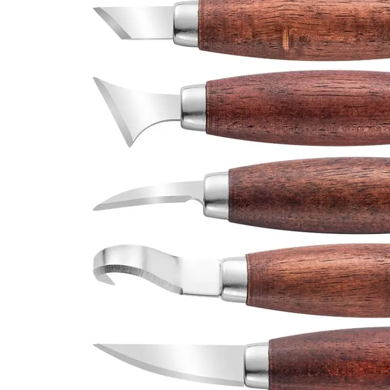 New 5pcs Tools For Wood Carving Chisel Woodworking Cutter Hand Tool Set Wood Carving Knife DIY Peeling Woodcarving view 5