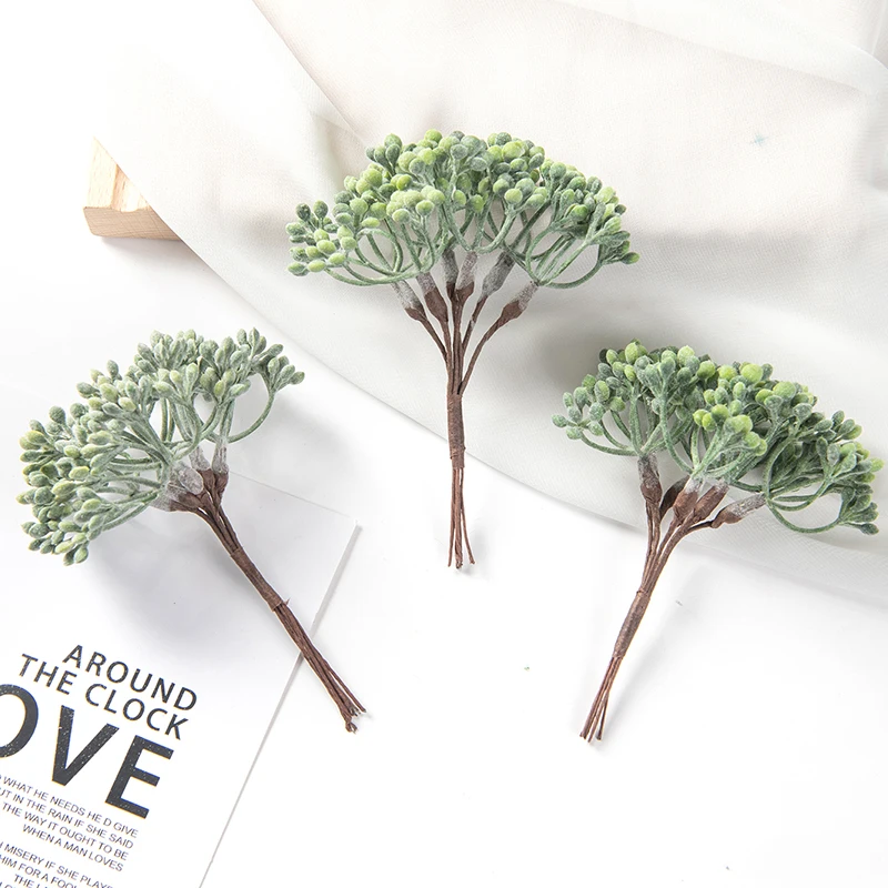 6 stücke Künstliche Pflanzen Kunststoff Brosche Sammelalbum Hochzeit Dekorative Blumen Kränze Diy Geschenke Box Weihnachten Dekorationen für Haus – Detail 2