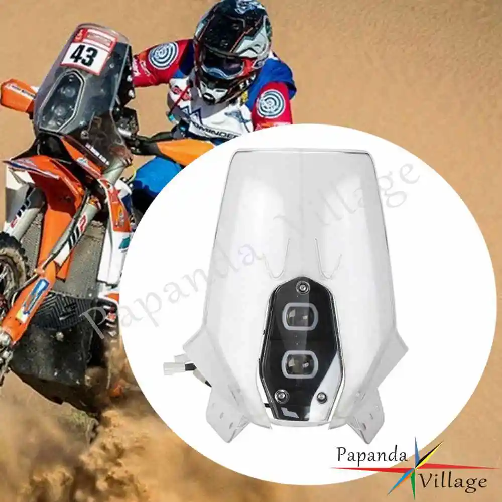 Adventure Dirt Bikes LED DRL Headlight Rally Fairing Windshield For EXC FE ENDURO 690 R 701 BAJA RALLY 450 790 890 ADVENTURE-R
