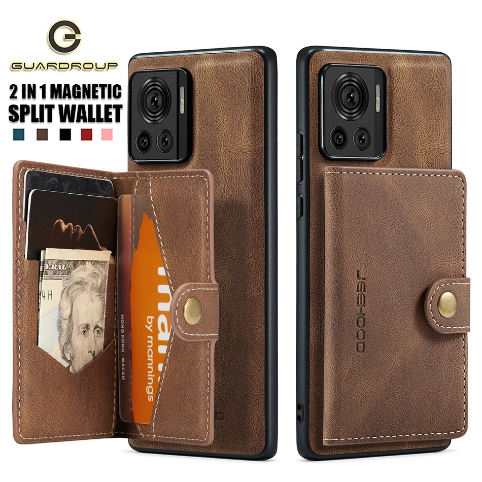 

Luxury 2 IN 1 Detachable Magnetic Wallet Card Leahter Case For Motorola S30 X30 Pro Edge 30 Ultra Moto Edge30 Fusion Back Cover