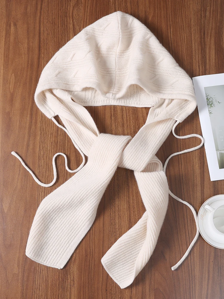 

Комплект из 100% шерстяной шапки и шарфа для женщин: новая осенне-зимняя модель, теплый универсальный вязаный шерстяной воротник-снуд, аксессуар с имитацией воротника