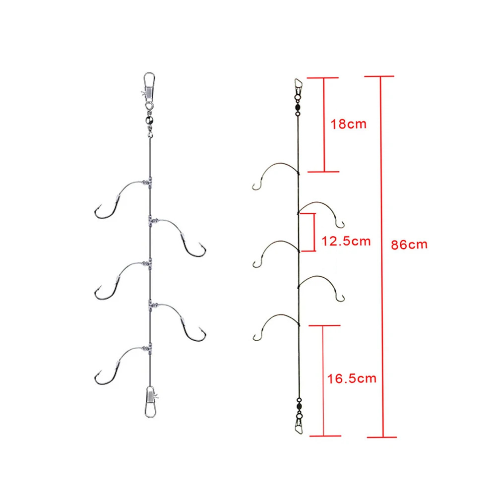 

2pcs Fishing 6# 7# 8# 9# 10# 11# 12# Carbon Steel 5 Hooks Rigs Anti Winding Swivel String Hook Fish Tackle Tool Accessories