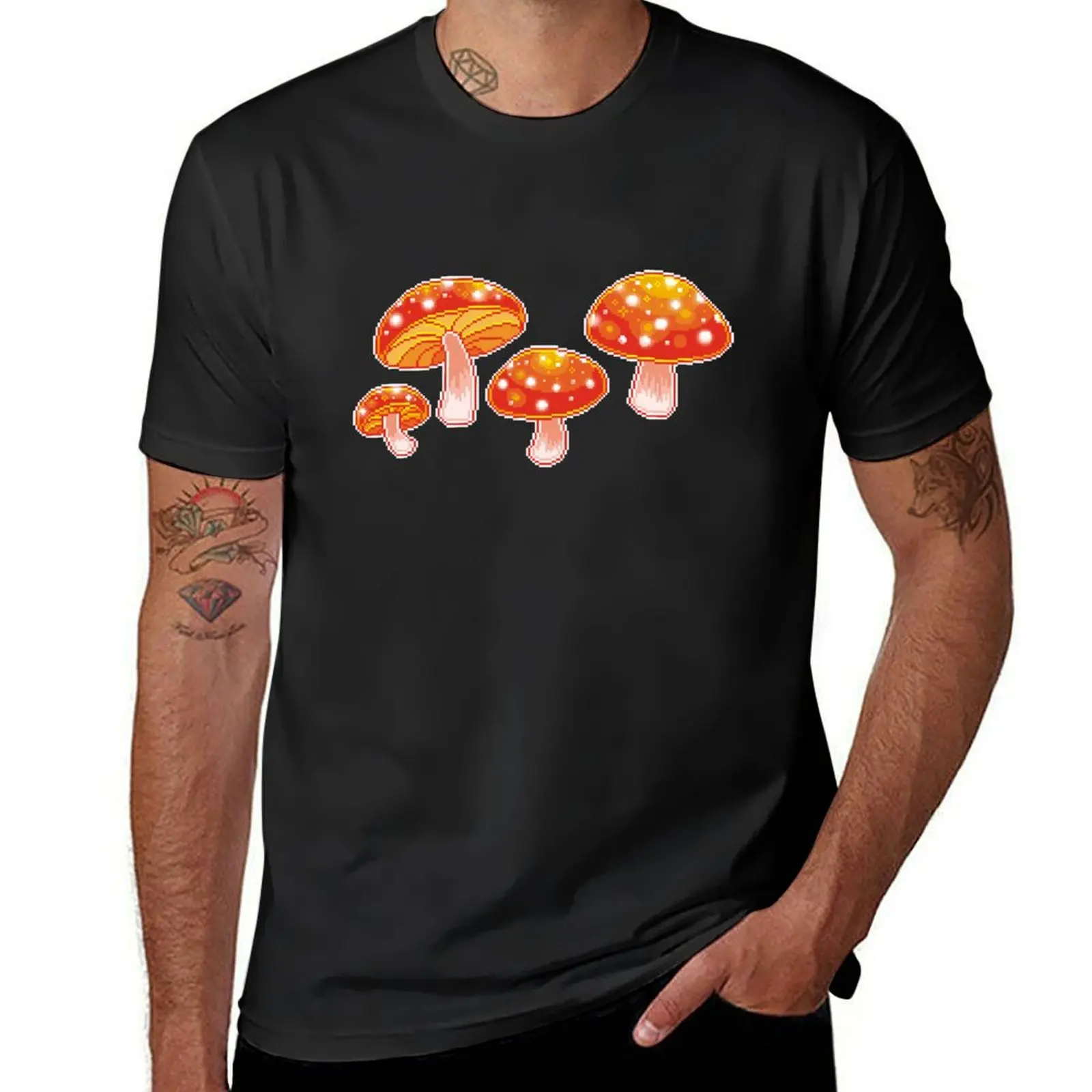 pixel toadstool mushrooms T-Shirt summer tops boys animal print Blouse oversized t shirts for men