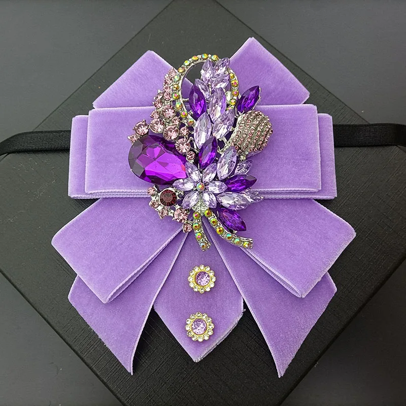 Herren Fliege Samt Strasssteine Handgefertigter Schmuck Geschenke High-End Business Bankett Anzug Hemdkragen Blume Männer Hochzeit Fliege – Detail 10