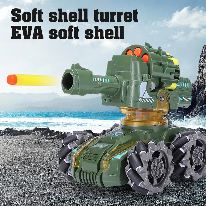 

New Launching Bubble Water Bomb Soft Bomb Stunt Remote Control Detachable 3-in-1 Tank Armored Vehicle Children's Toy Gift