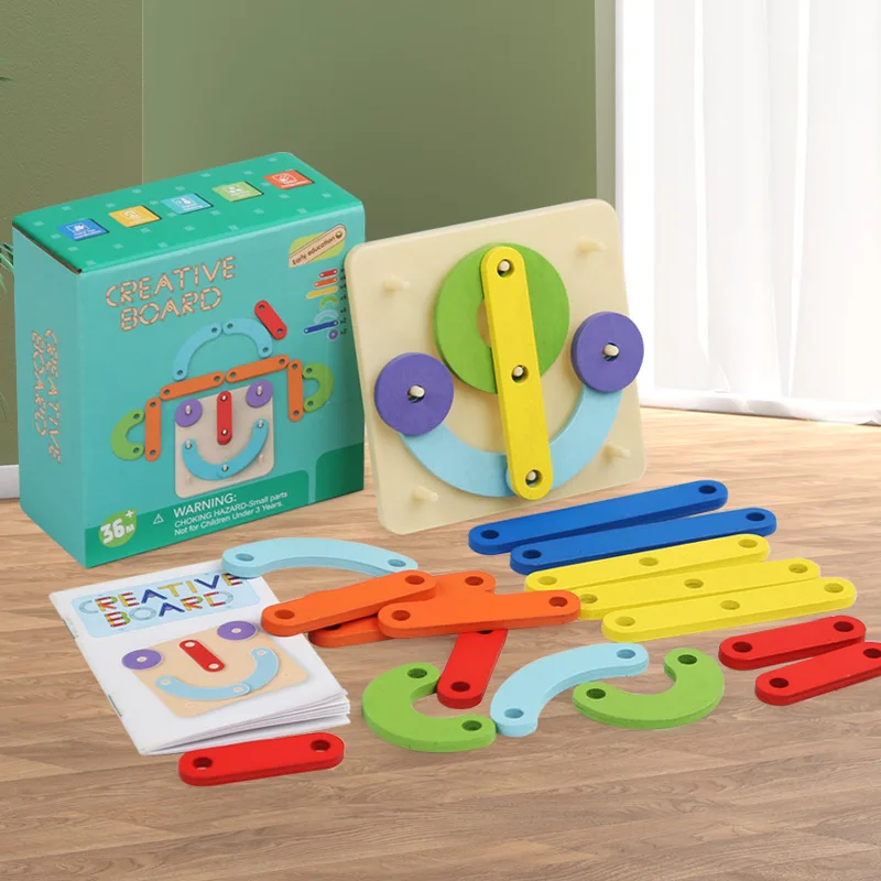 Montessori Wooden Peg Board Toy – Creative Shape & Pattern Learning Puzzle for Children, Focus Training & Family