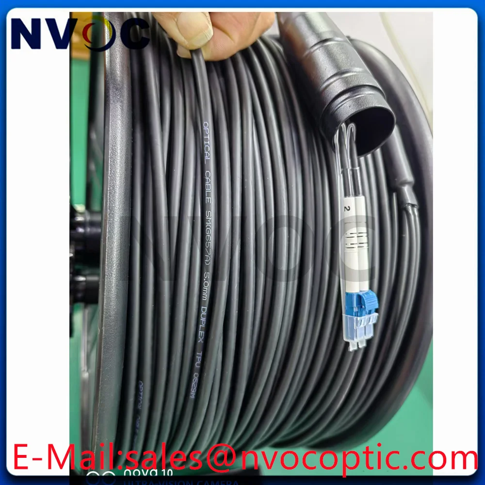 

2Cores 200M SM G657A1,Big Diameter 5.0mm Duplex TPU Black Cable,2C PDLC/ST/FC/SC/UPC Armored Fiber Patch Cord with Reel PCD310