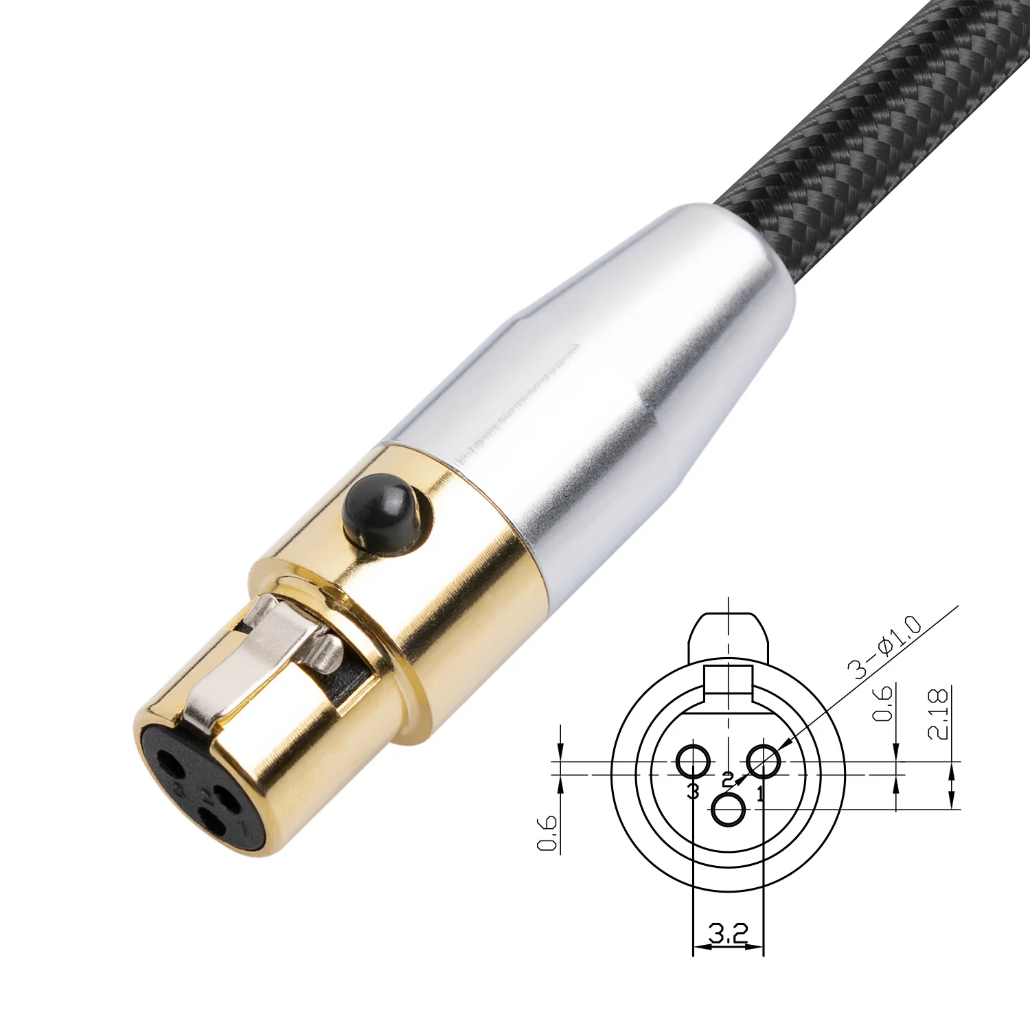 มินิ XLR หญิงถึง XLR ชายการ์ดเสียงสดกล้องไมโครโฟน Canon แบบสองทิศทาง dual SHIELDING ADAPTER CABLE ม